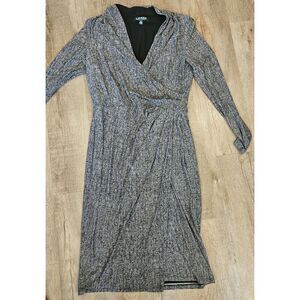 Lauren‎ Ralph Lauren Dress Size 8 V-Neck Crossover Printed Stretch DR-904